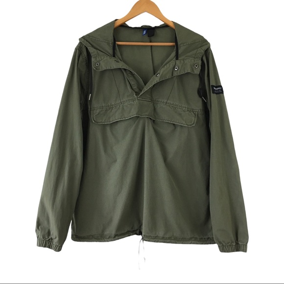 H&M Jackets & Blazers - H&M Divided Army Green Pullover Hooded Jacket L
